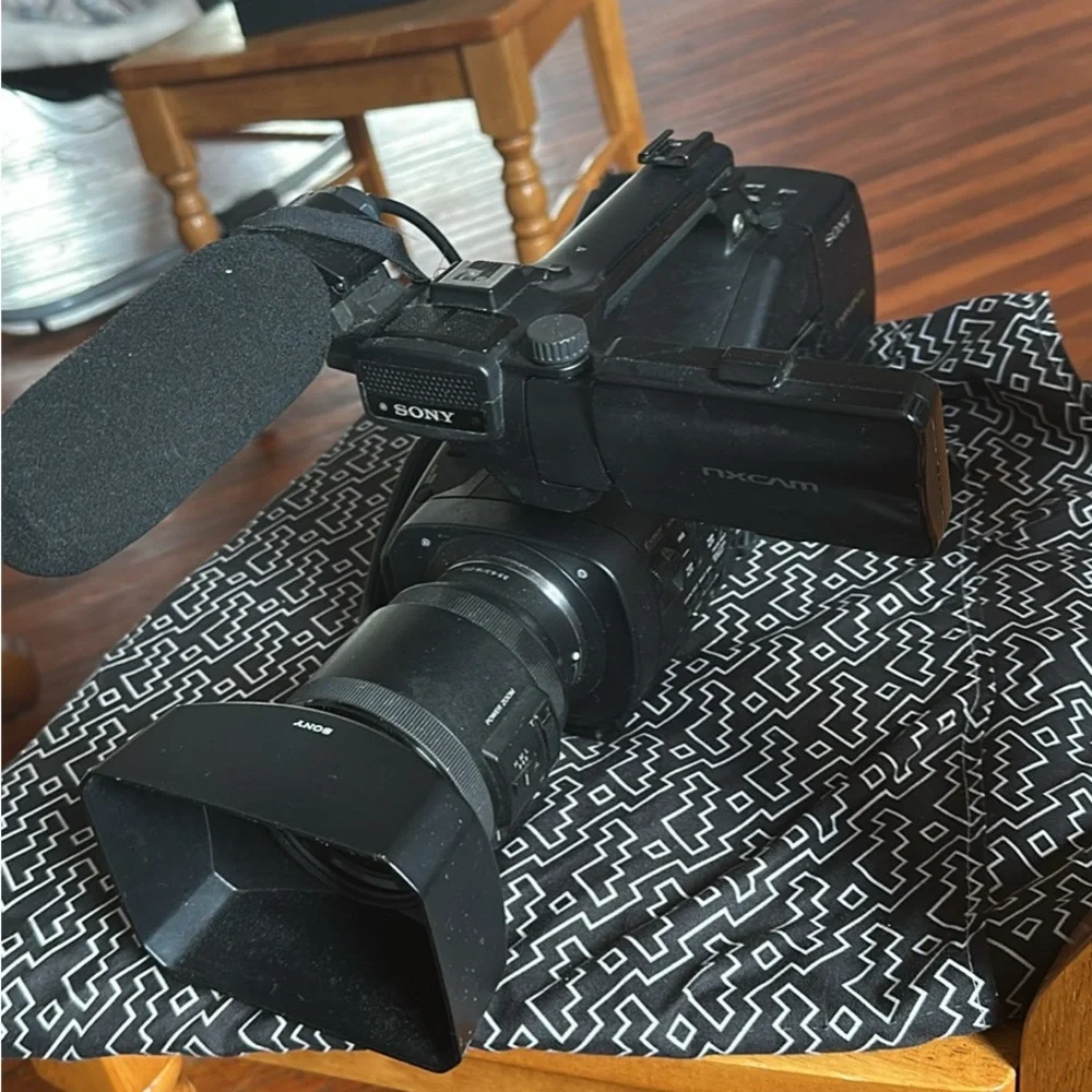 Sony Black Mirrorless Video Camera with Zoom Lens